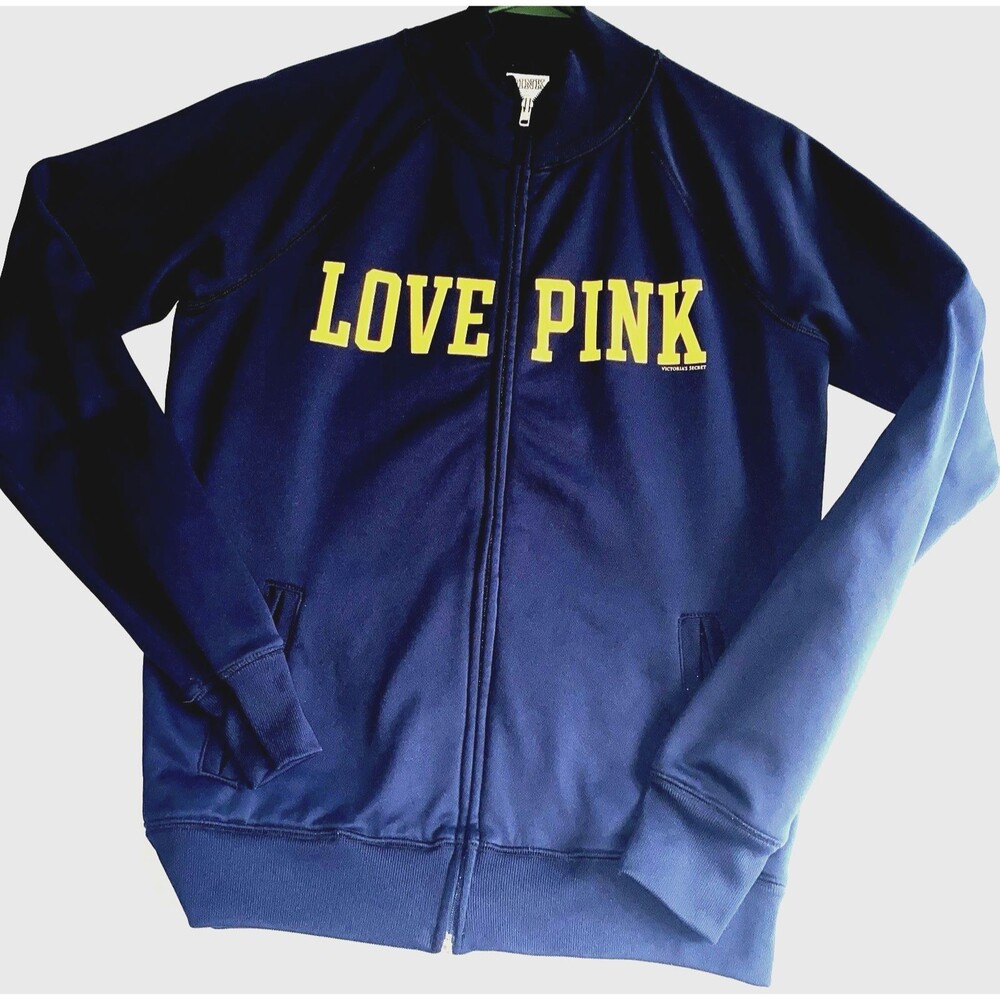 Victoria’s Secret LOVE PINK West Virginia University Navy Track Jacket SMALL